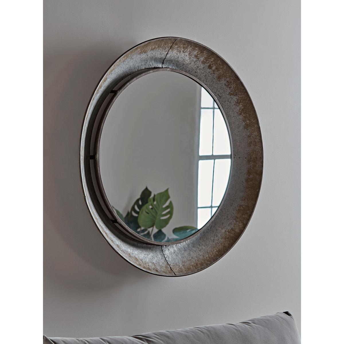 Industrial Style Round Metal Mirror – image 1
