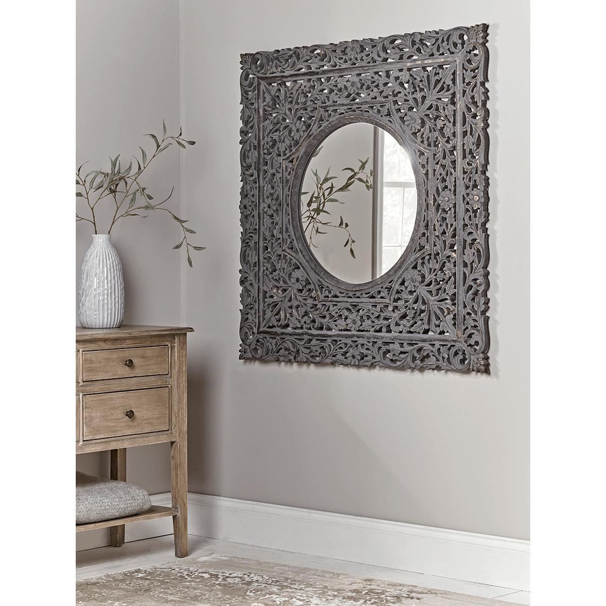 Handcarved Wooden Mirror – image 1