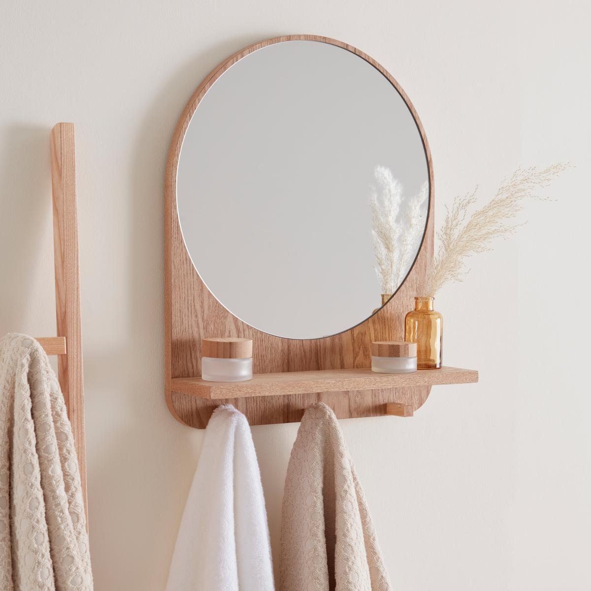 Wooden Shelf Mirror Ash (Brown) – image 1