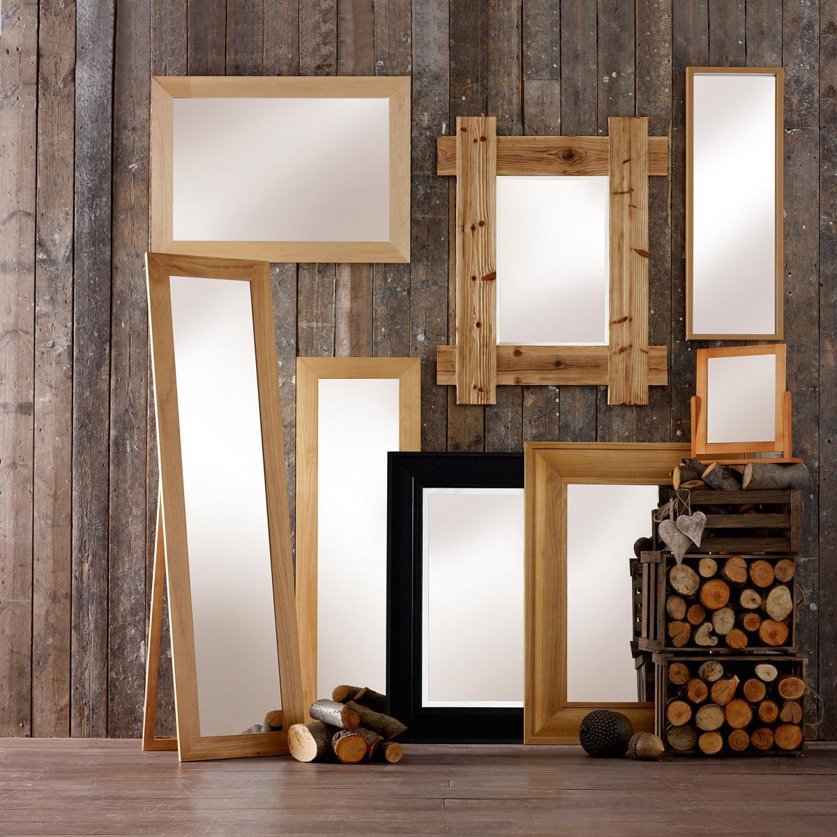 Wooden Wall Mirror Natural Natural Brown – image 3