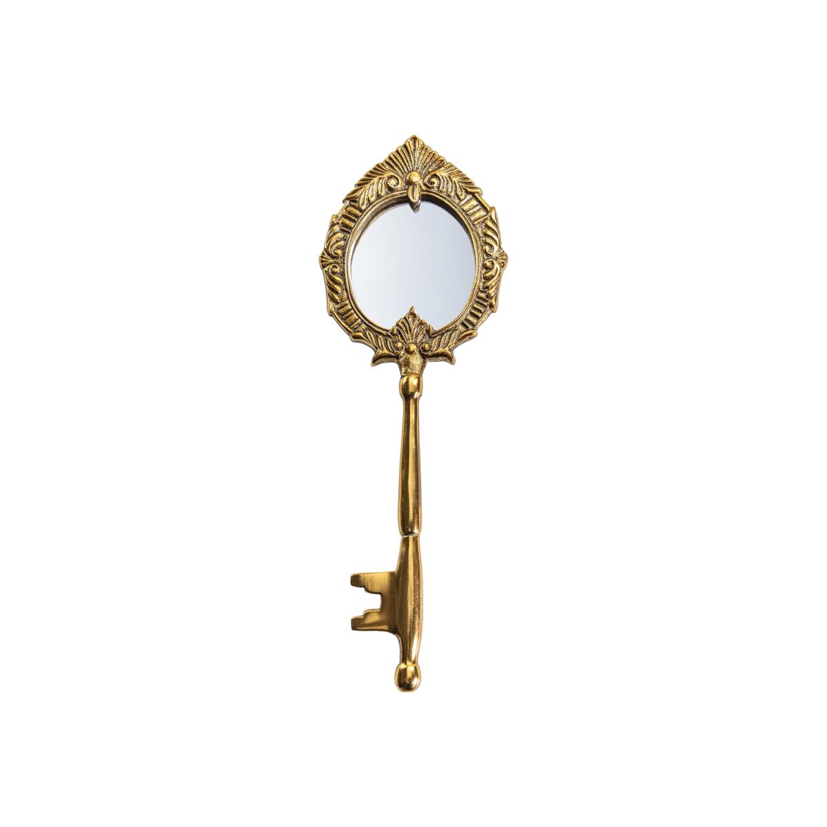 Roorkee Mirror, Antique Brass 12x35cm Gold Effect