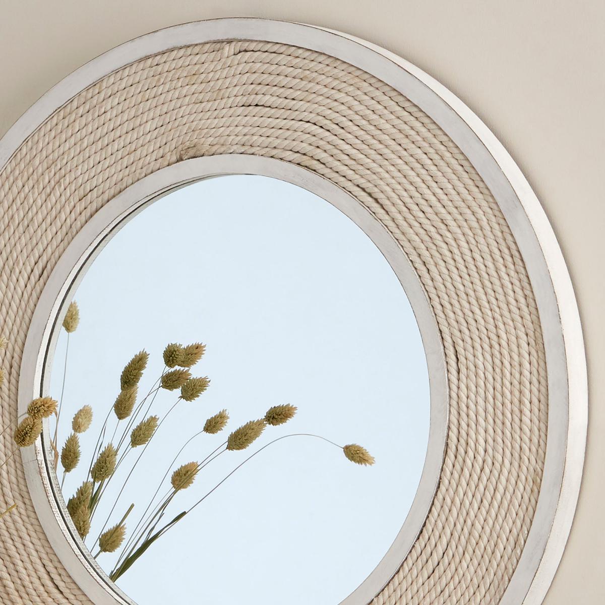 Lina Rope Round Wall Mirror 60cm White and Beige – image 2