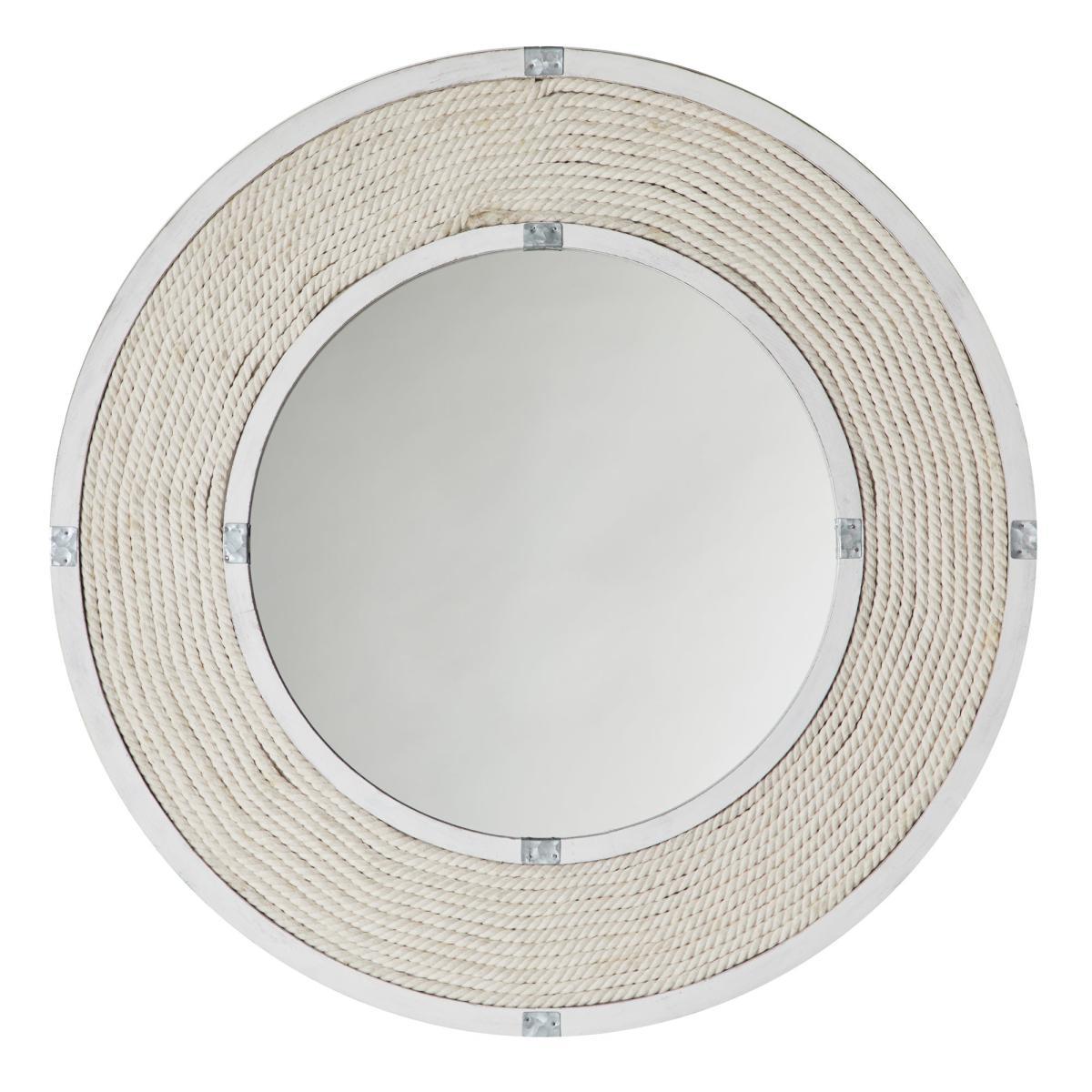 Lina Rope Round Wall Mirror 60cm White and Beige – image 3