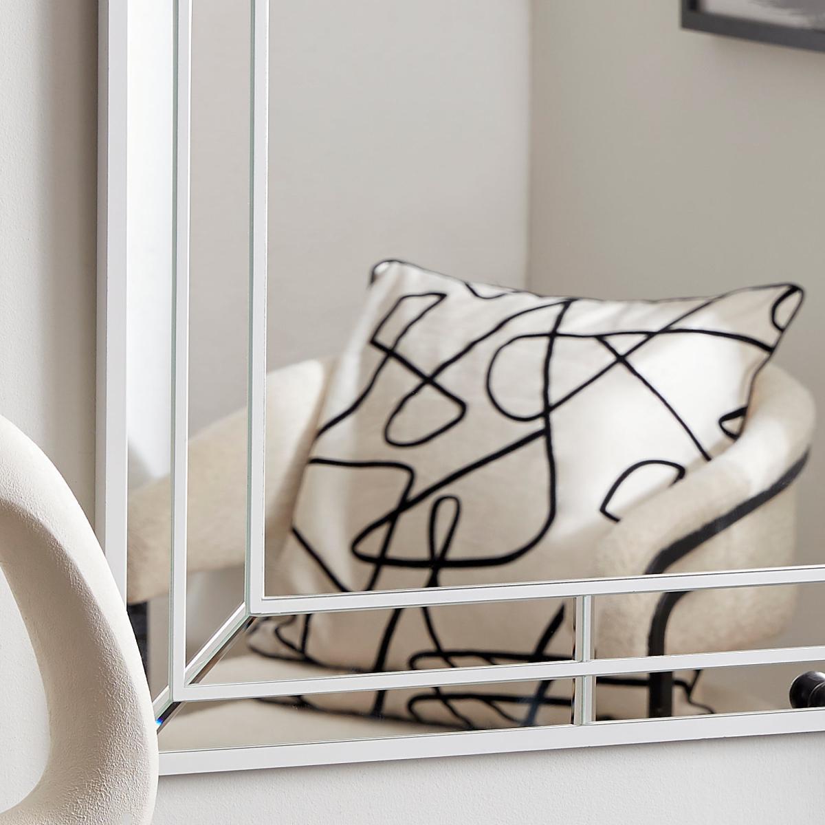 Double Edge Frame Wall Mirror 90x60cm White – image 2