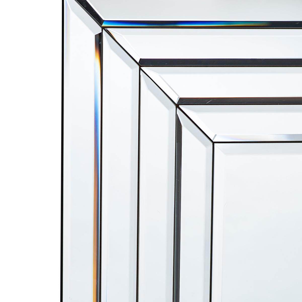Mirrored Glass Art Deco Rectangular Wall Mirror, 70 x 100cm Silver – image 3