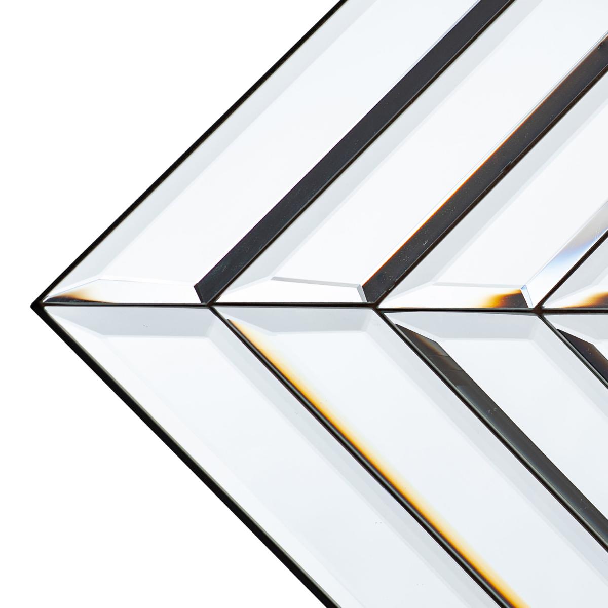 Mirrored Glass Art Deco Rectangular Wall Mirror, 70 x 100cm Silver – image 4