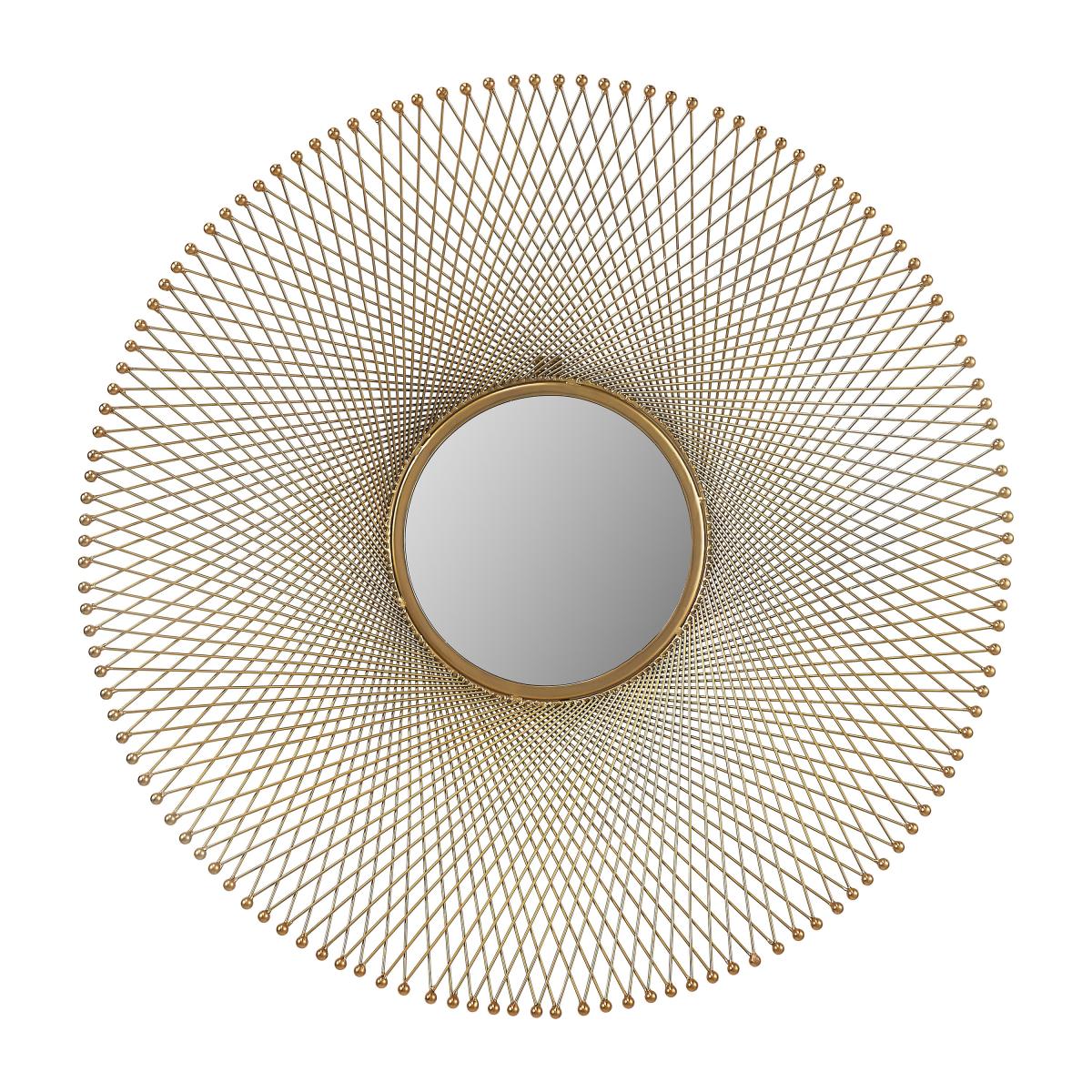 Metal Fretwork Round Wall Mirror, 83cm Gold Effect – image 2