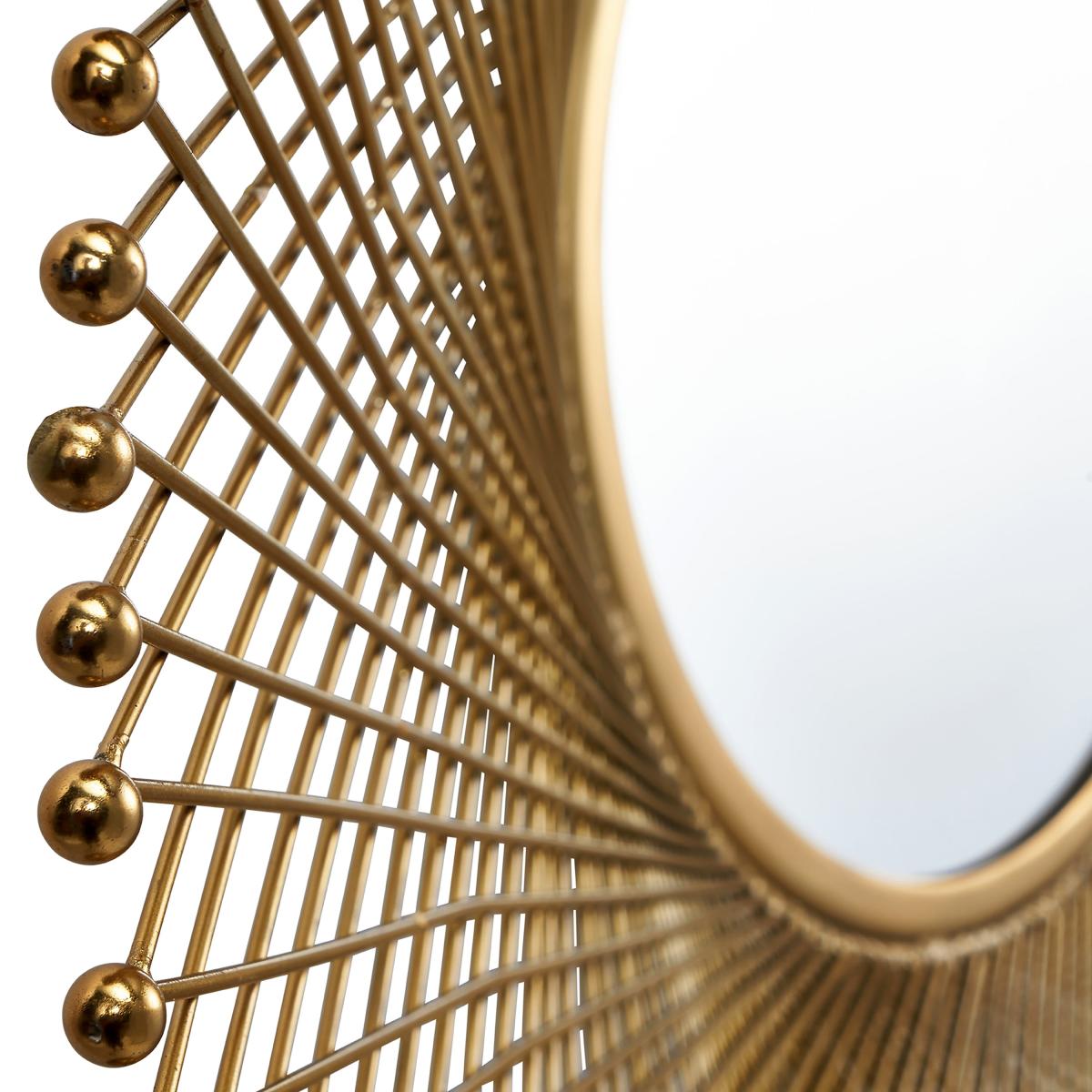 Metal Fretwork Round Wall Mirror, 83cm Gold Effect – image 3