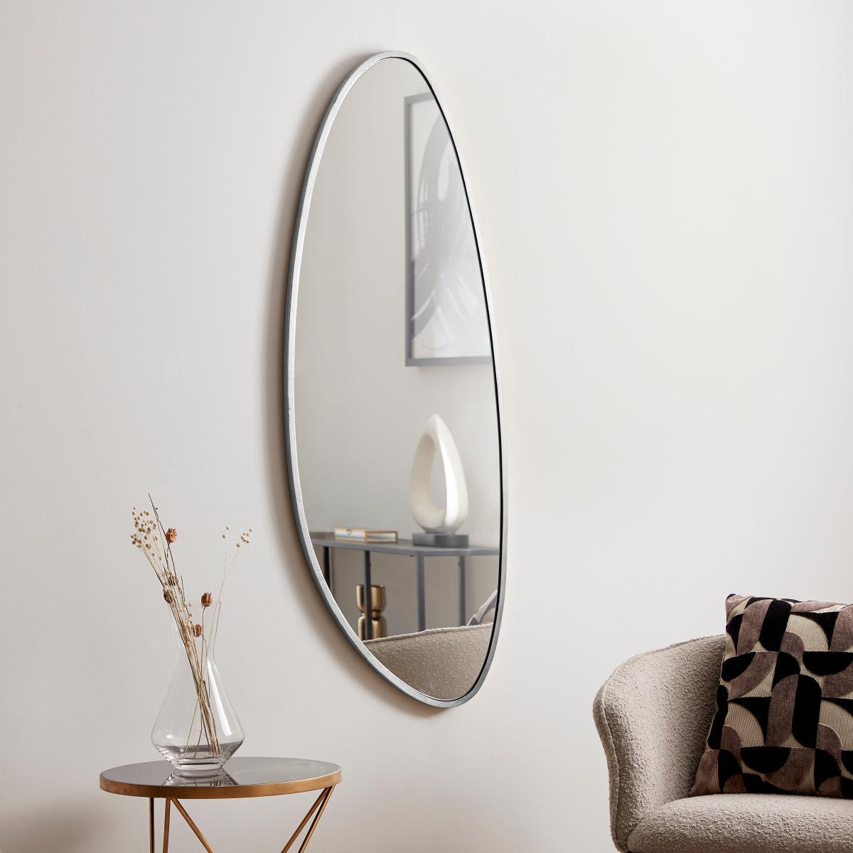 Pebble 120cm x 45cm Wall Mirror Silver – image 1