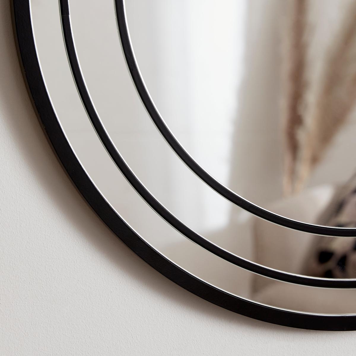 Double Frame Circular Mirror 65cm Black Black – image 2