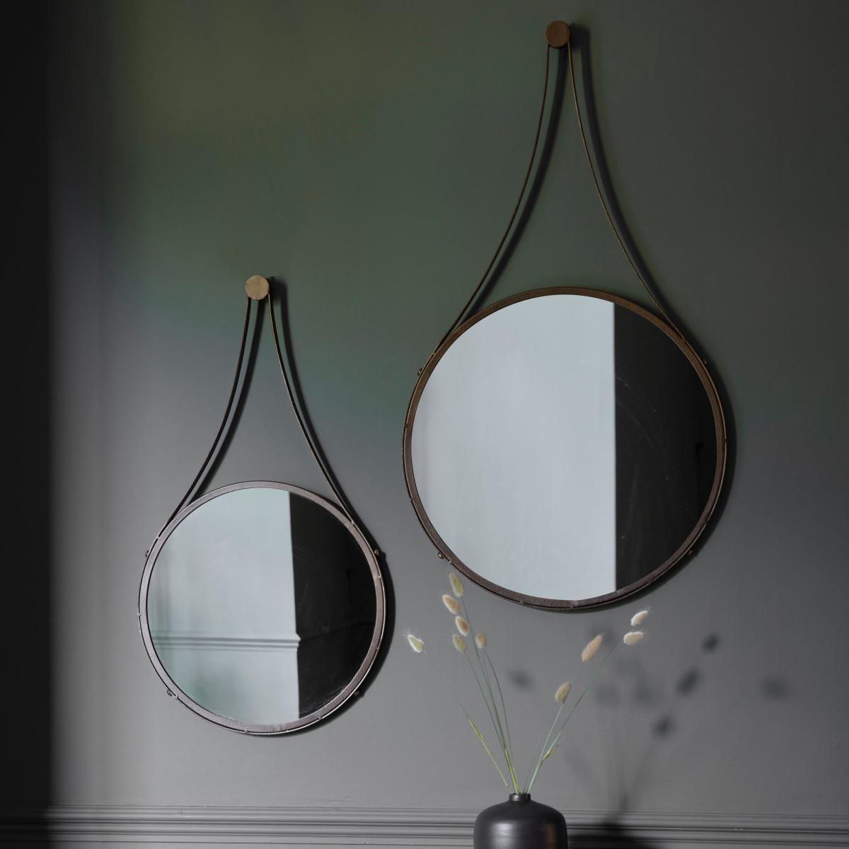 Broadway 41cm Round Mirror Brown – image 3