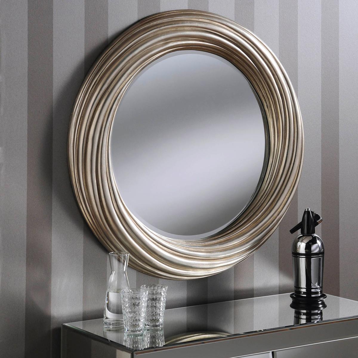 Yearn Round Mirror 86x86cm Champagne Silver