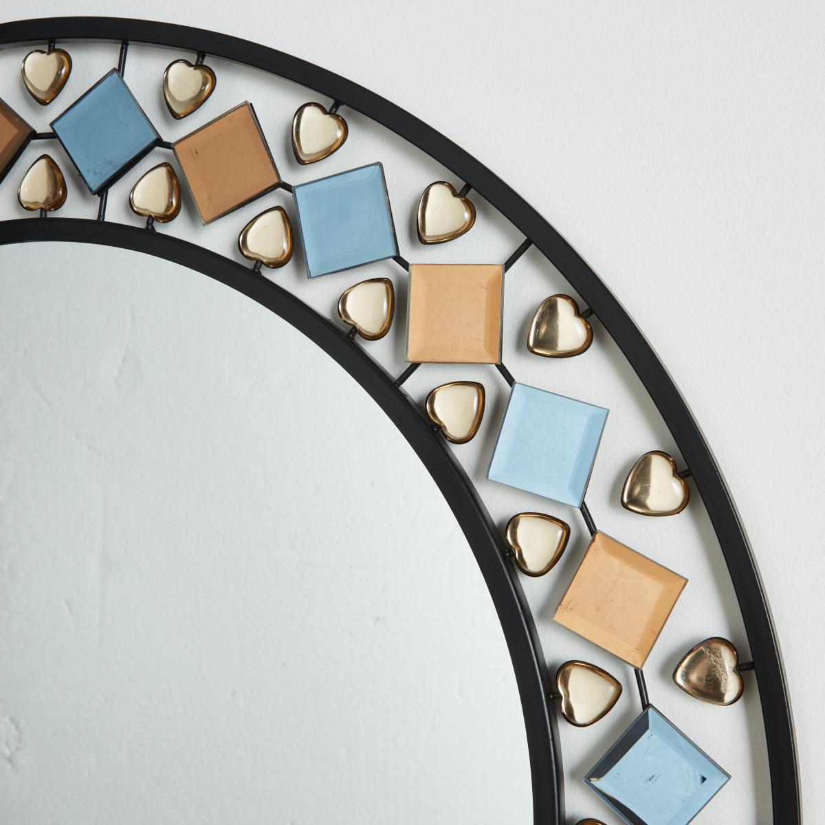 Global Gem Edge Round Wall Mirror, Black 68cm Black – image 2