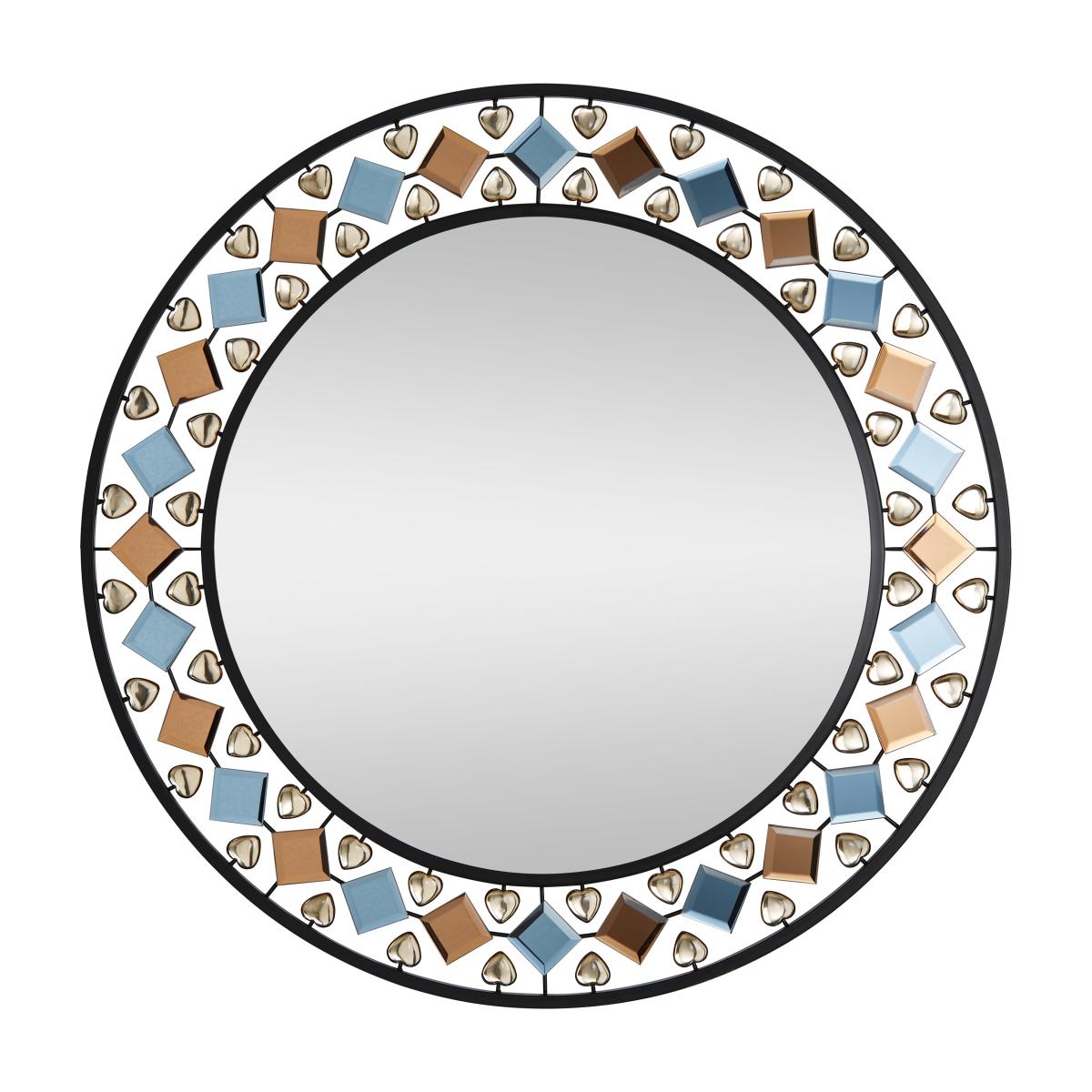 Global Gem Edge Round Wall Mirror, Black 68cm Black – image 3