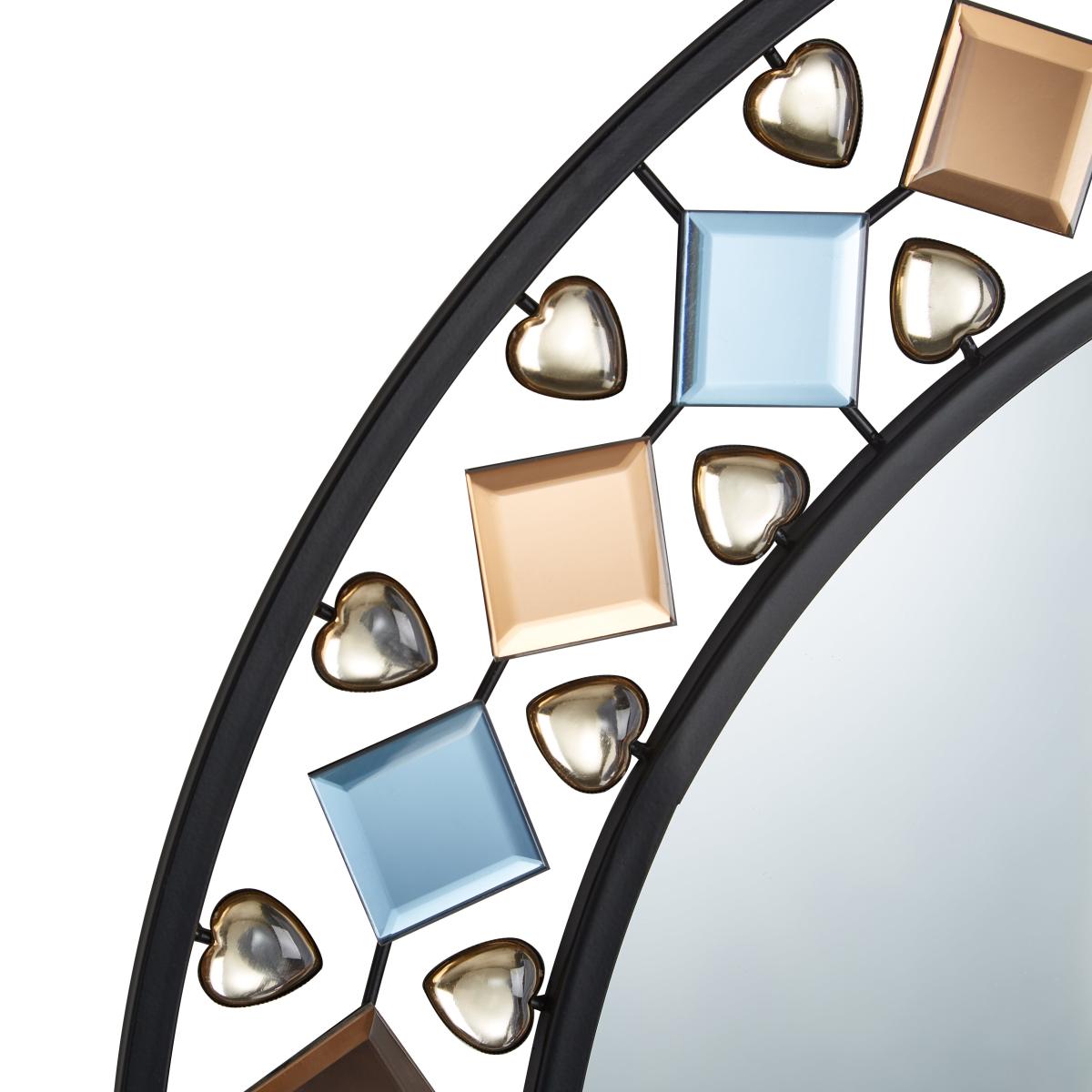 Global Gem Edge Round Wall Mirror, Black 68cm Black – image 4