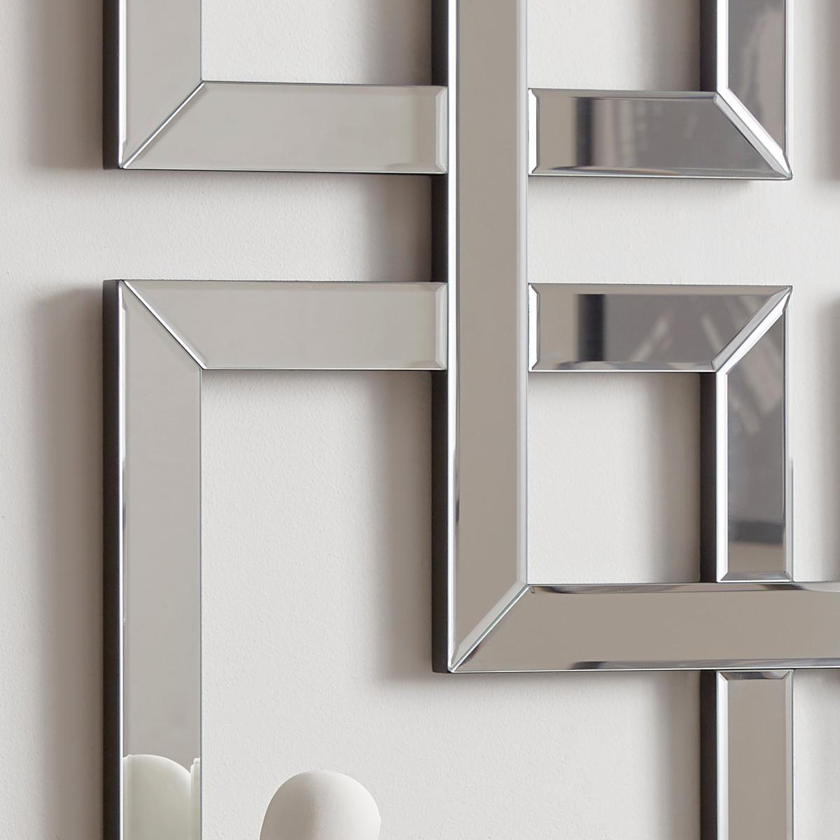 Luxe Decorative Geo Wall Art Mirror 90cm Silver – image 2