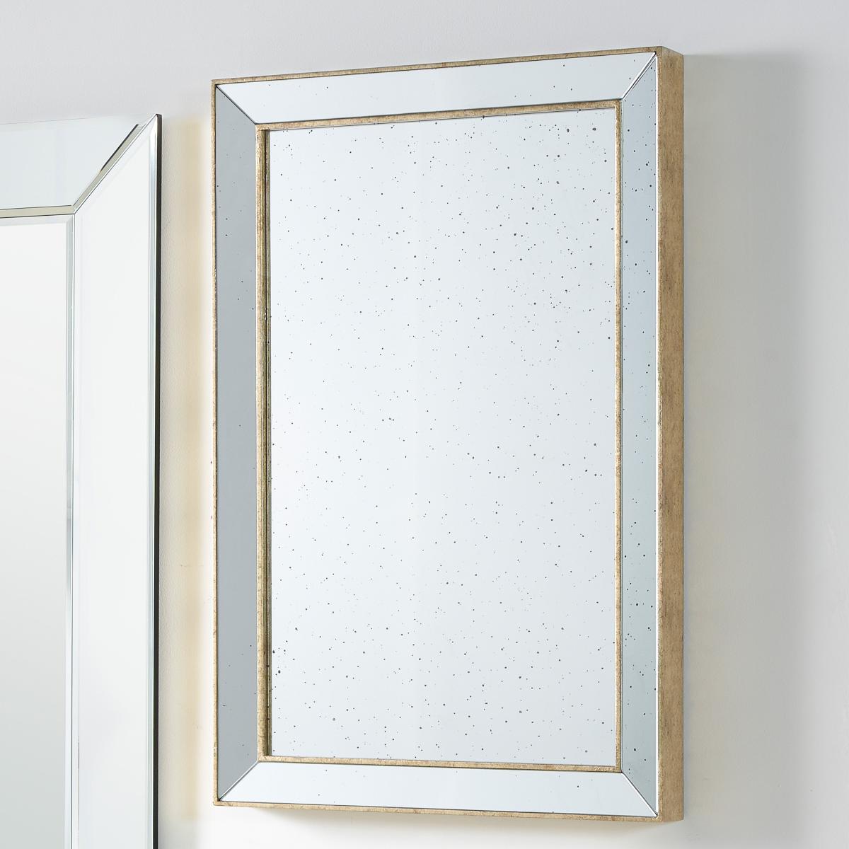 Rectangular Antique Gold Effect Metal & Foxed Glass Mirror, 60x90cm Gold Effect – image 1