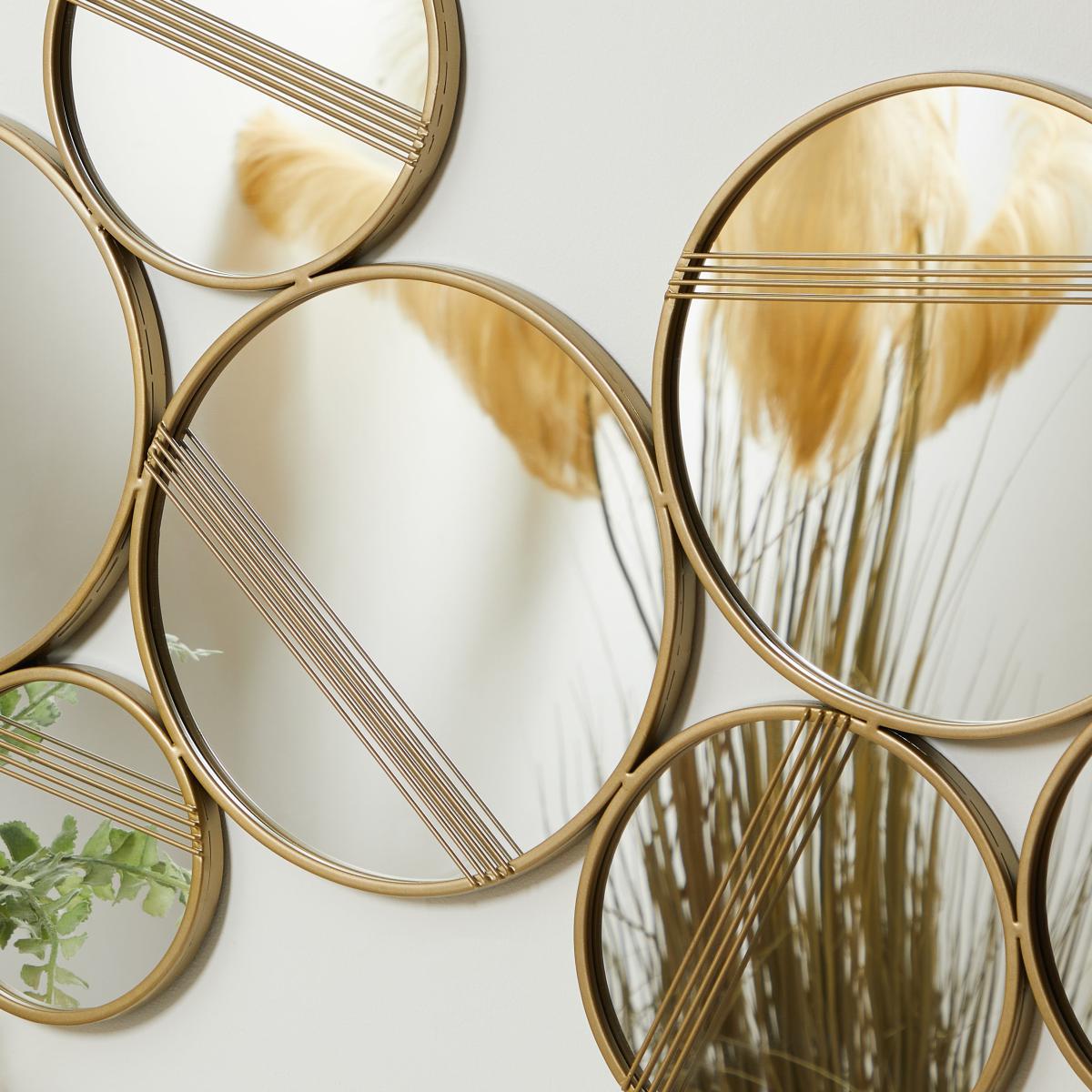 Wall Art Line Mirror 80cm x 50cm Gold Effect – image 2