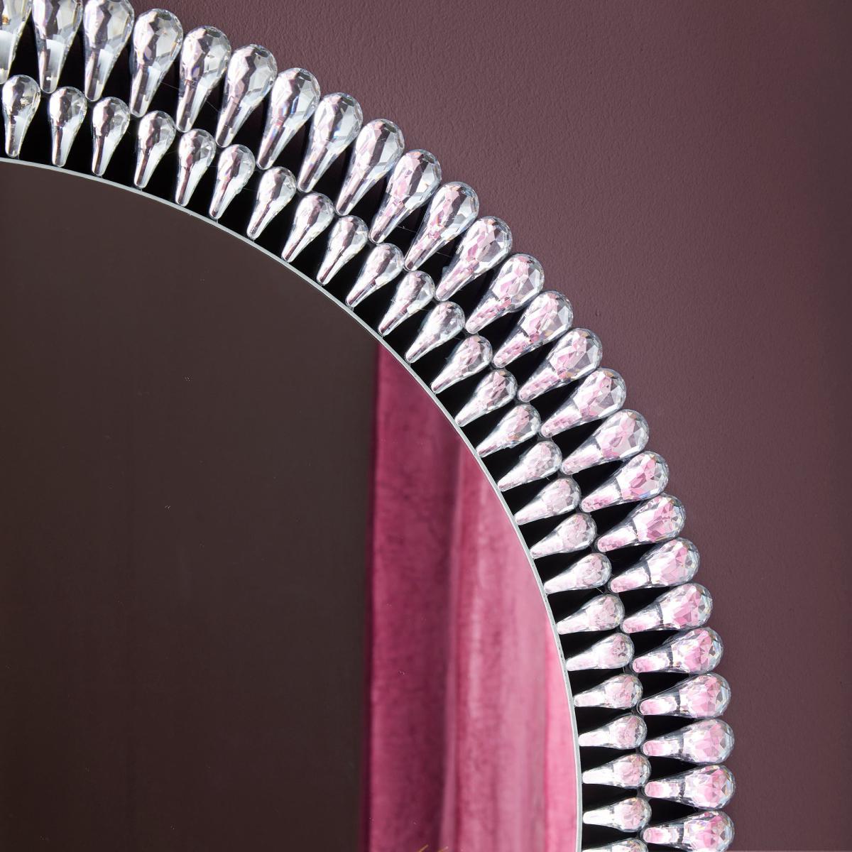 Glam Gem Edge Round Wall Mirror 76cm Clear – image 3