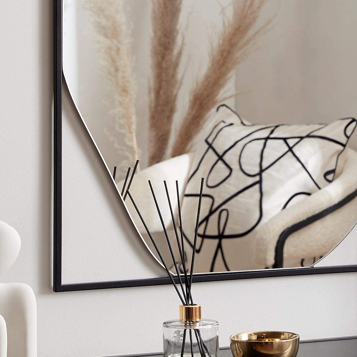 Framed Pebble Wall Mirror 90cm x 60cm Black – image 2