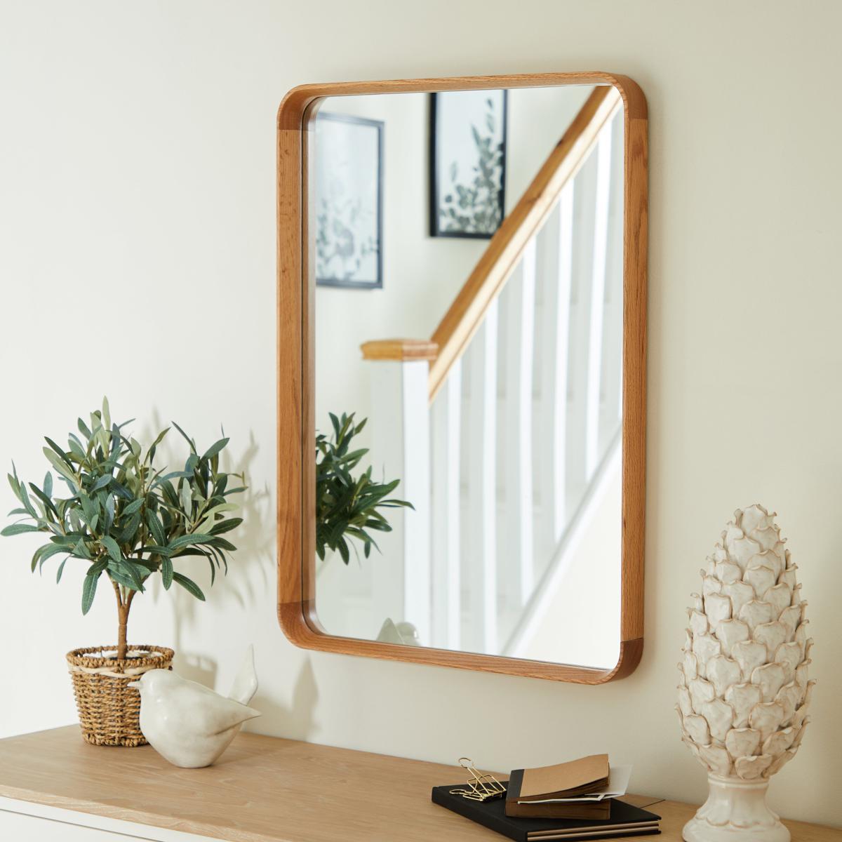 Elements Solid Oak Squoval Mirror 75x55cm Light Oak – image 1