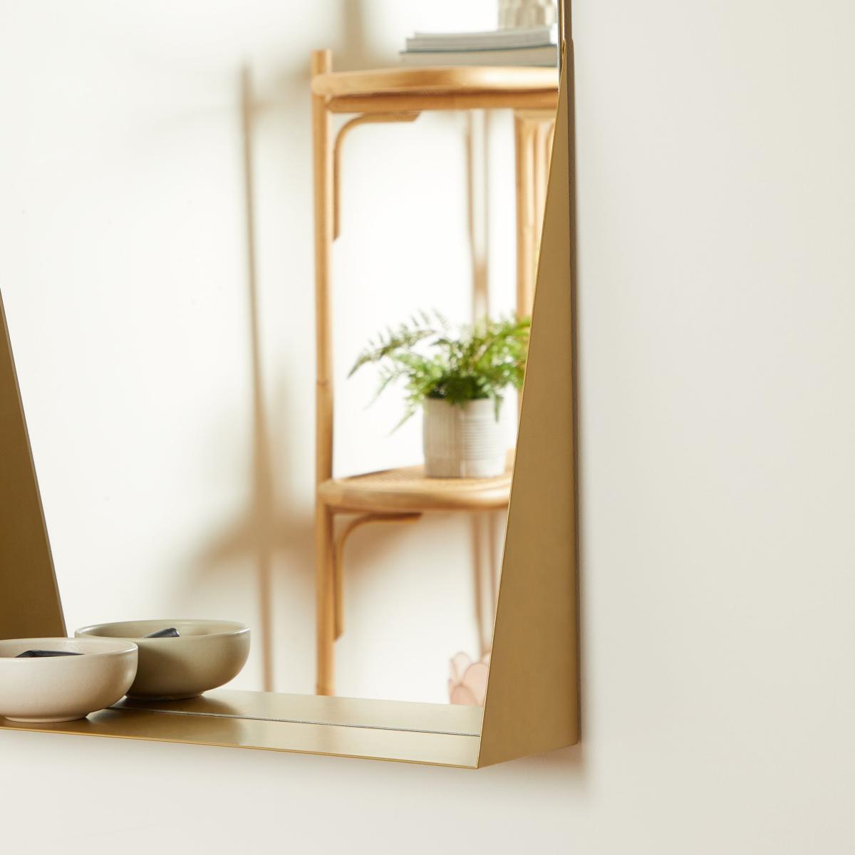 Rectangle 50cm x 60cm Mirror Shelf Gold Effect – image 2