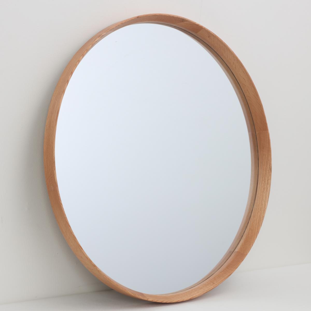 Elements Solid Oak 80cm Round Mirror Light Oak