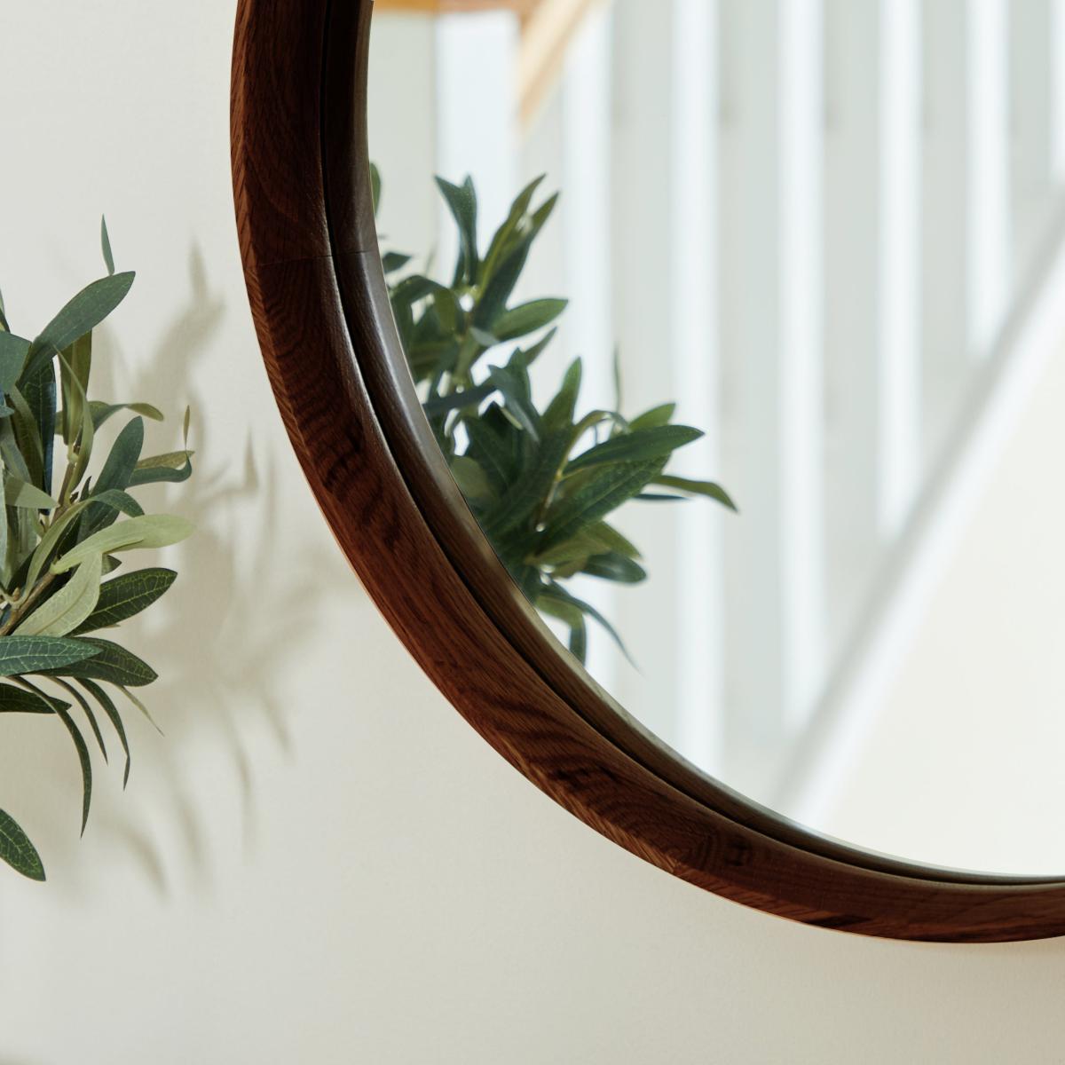 Elements Solid Oak 55cm Round Mirror Walnut (Brown) – image 2