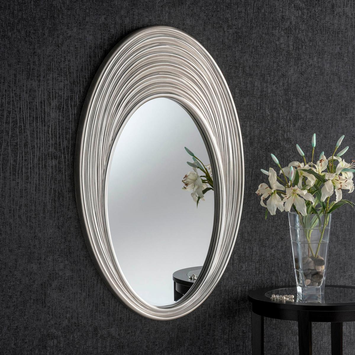 Yearn Reeded Oval Mirror 71x107cm Silver Silver
