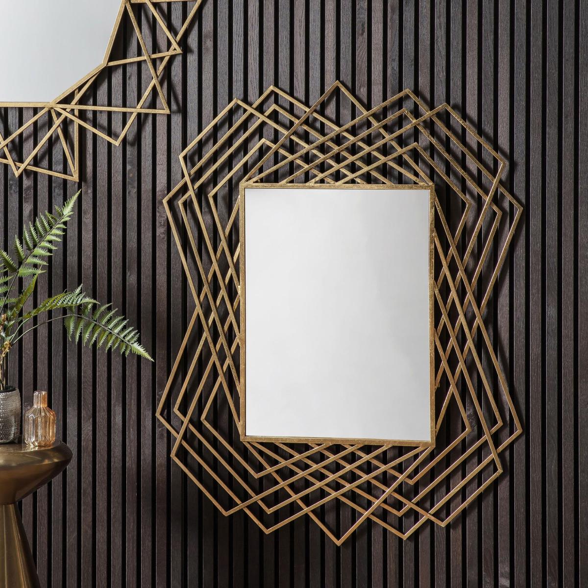 Spencer Rectangle Mirror 95 x 110cm Gold Effect Gold Effect – image 1