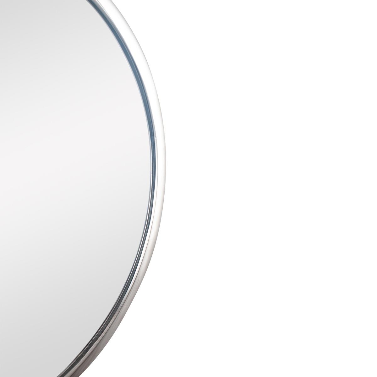 Metal Round Wall Mirror, Silver 61cm Silver – image 4