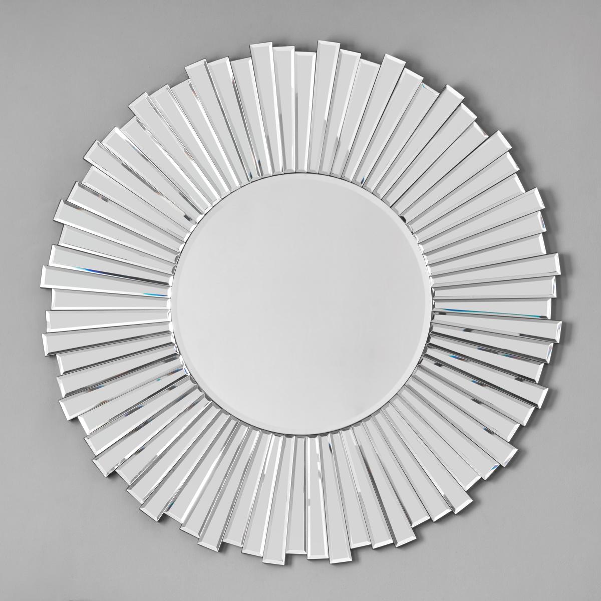 Starburst Round Mirrored Glass Wall Mirror, 80cm Silver – image 1