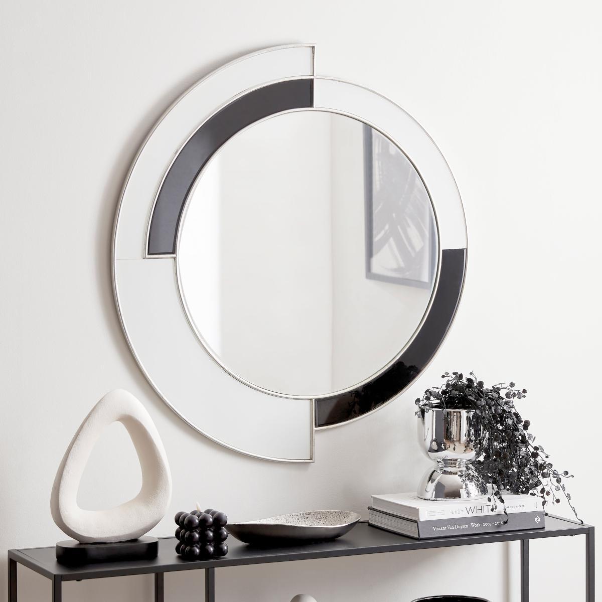 Curves Wall Mirror 90x90cm Black and white – image 1