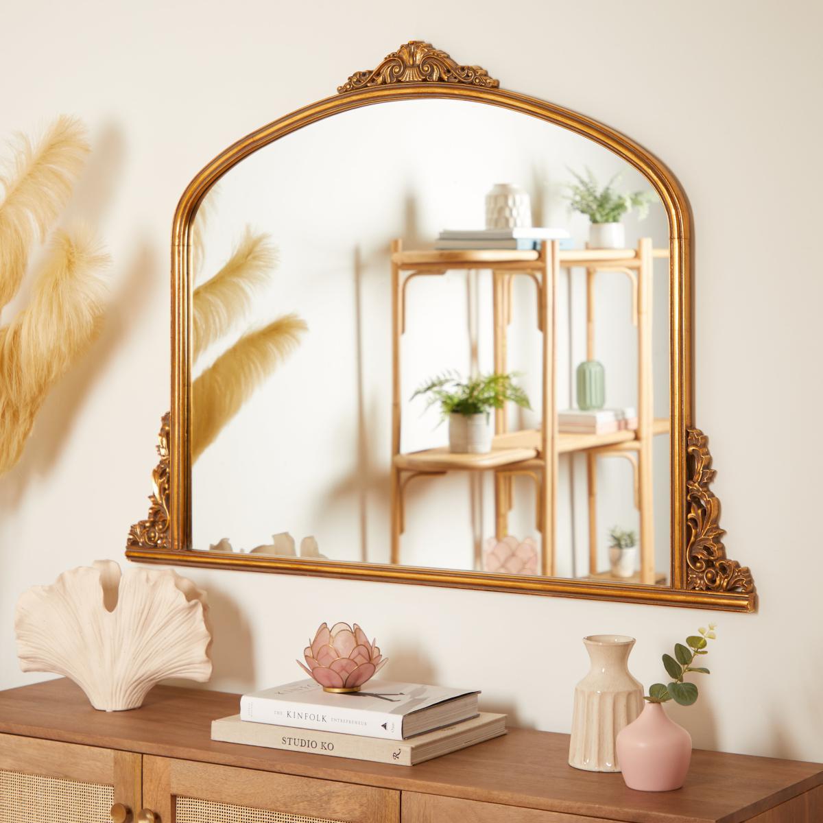 Pretty Boho Decorative Gold Effect Mirror 115cm x 85cm Gold Effect – image 1
