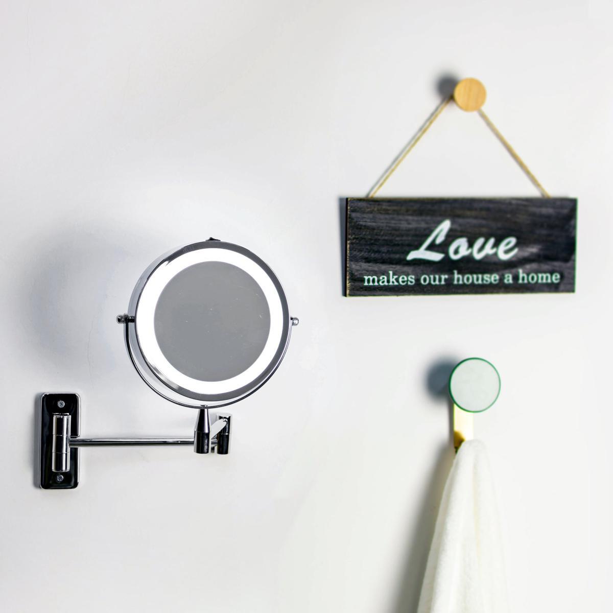 7 Inch Double Sided LED Wall Mirror Silver Effect – image 2