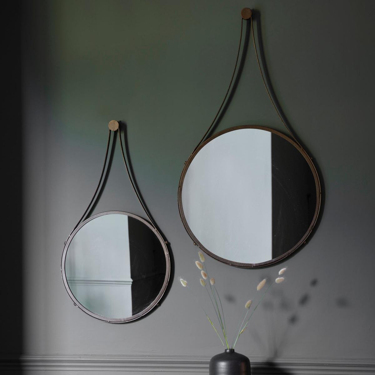 Broadway 51cm Round Mirror Brown – image 3