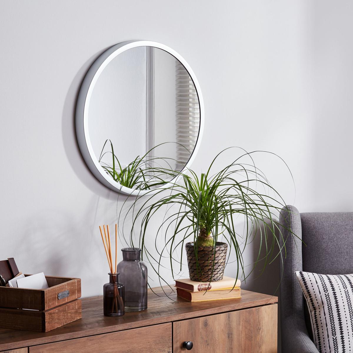 Elements Round Wall Mirror 55cm Silver Effect Silver Effect