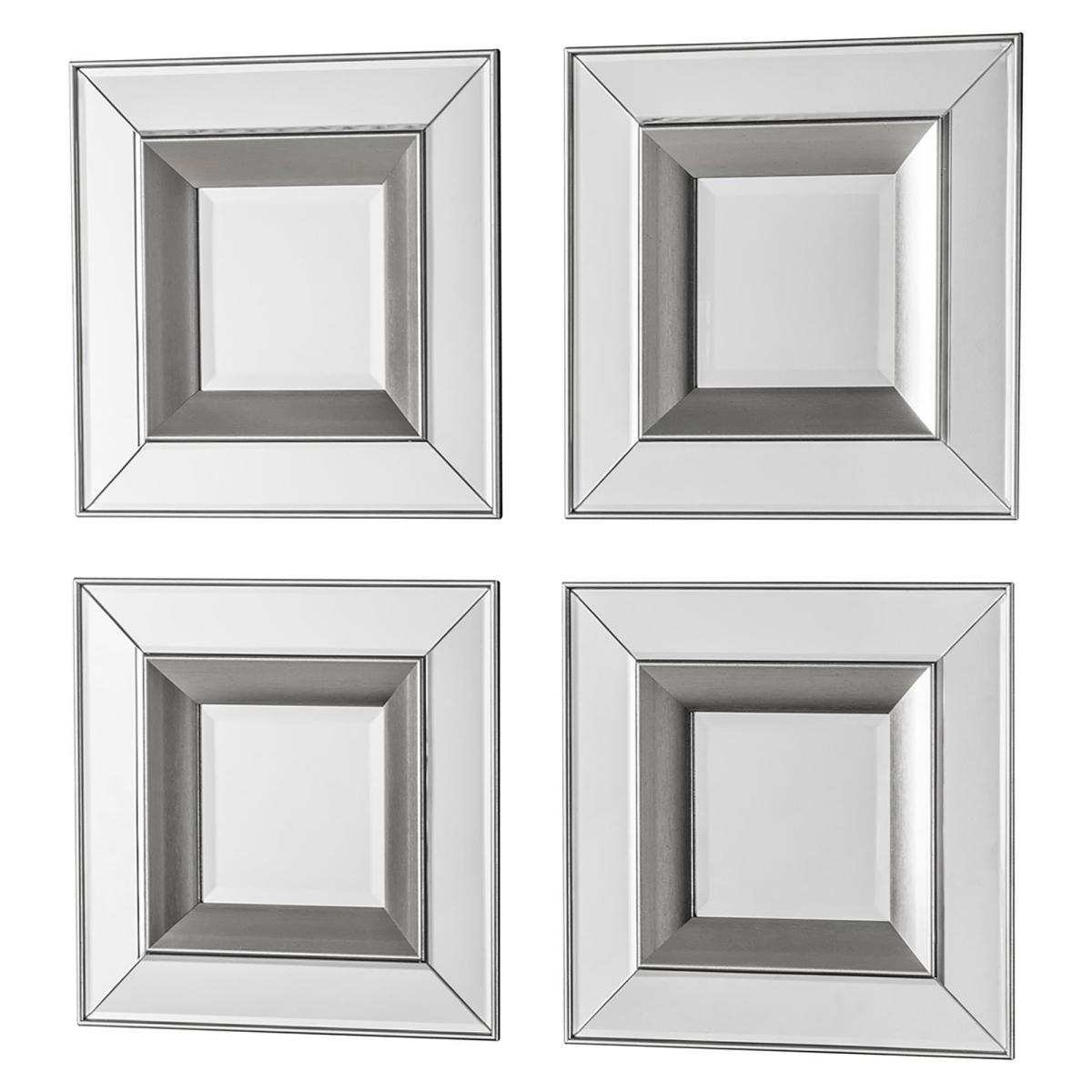 Set of 4 Monto Square Mirrors 36 x 36 cm Silver – image 3