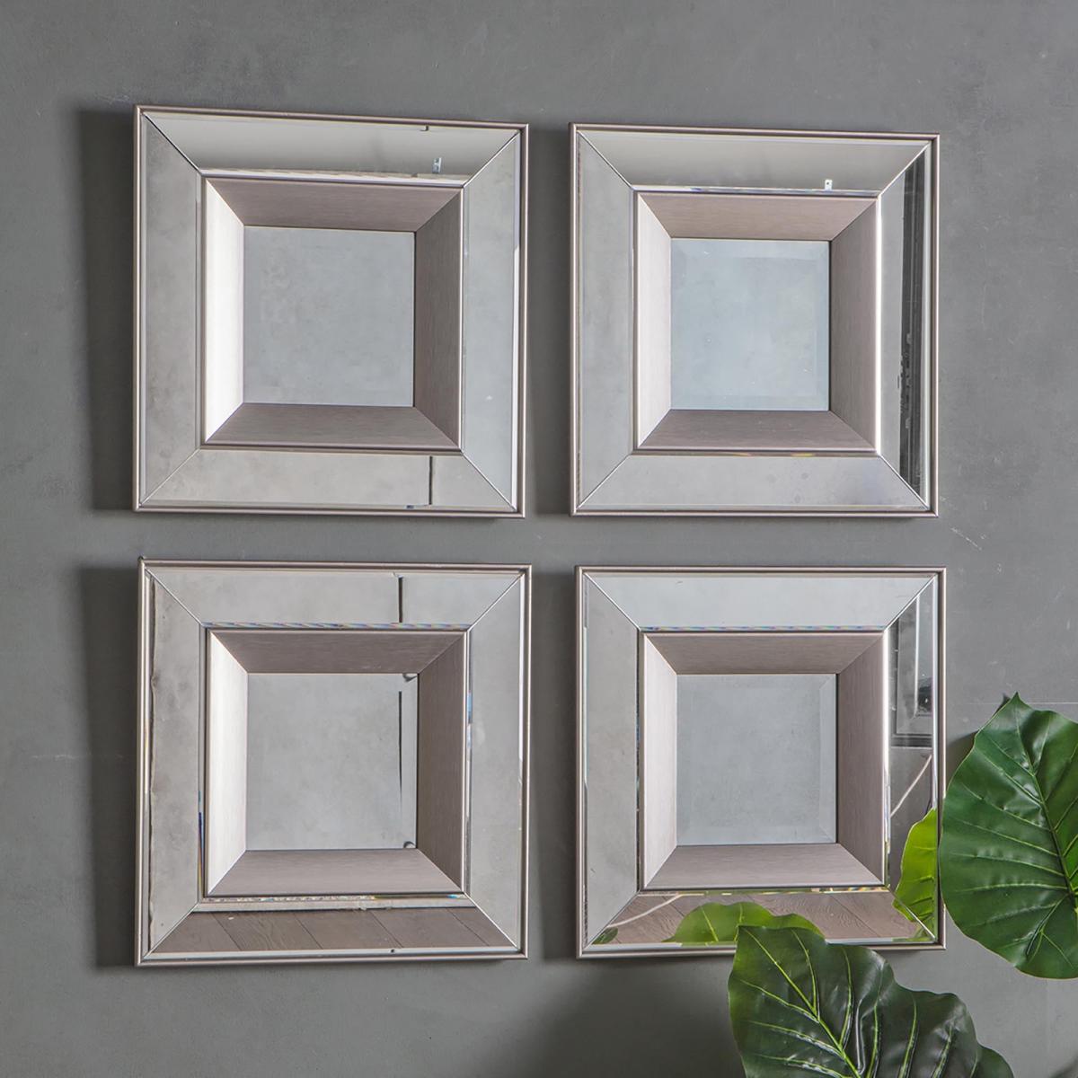 Set of 4 Monto Square Mirrors 36 x 36 cm Silver – image 1
