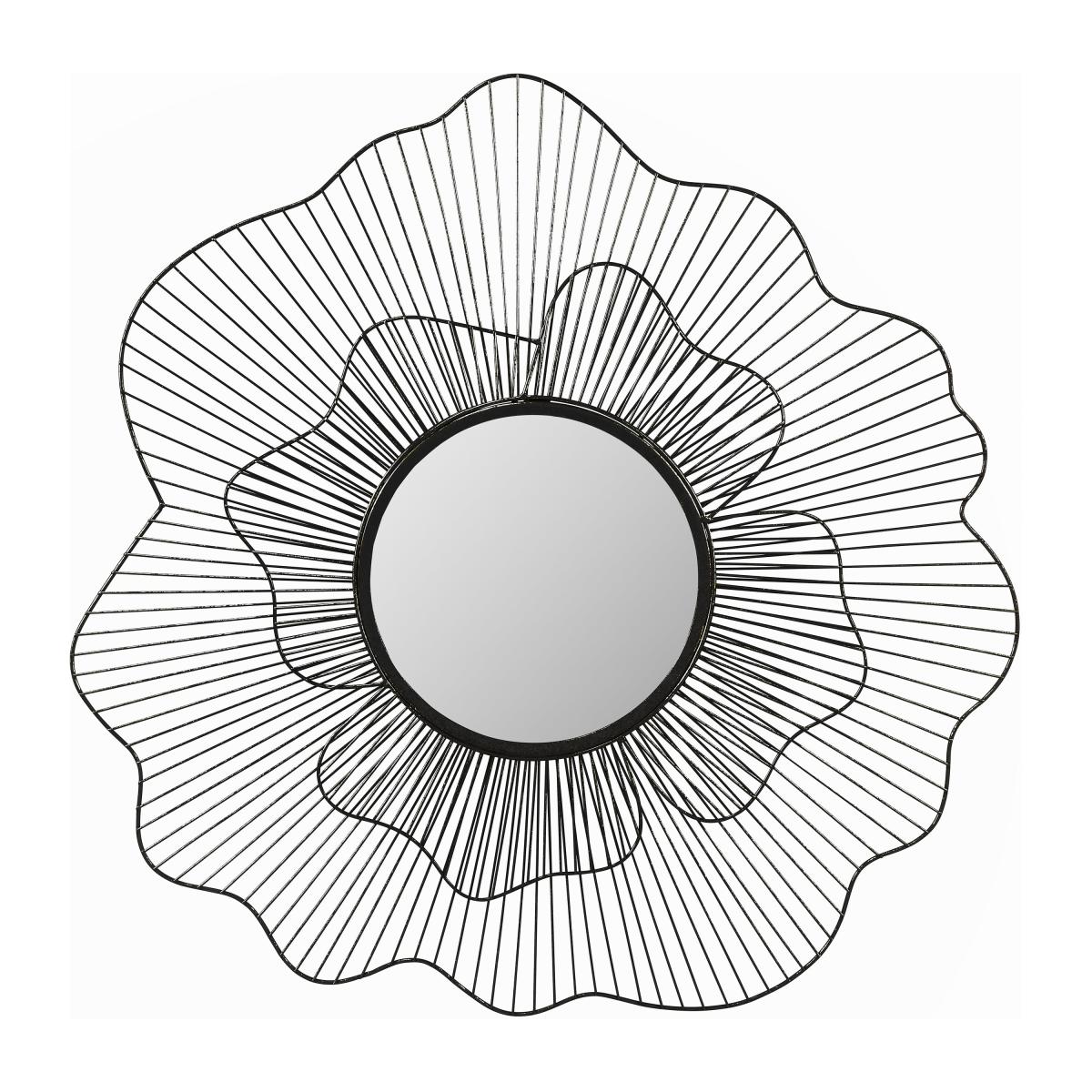 Metal Floral Frame Round Wall Mirror, Black 76cm Black – image 2