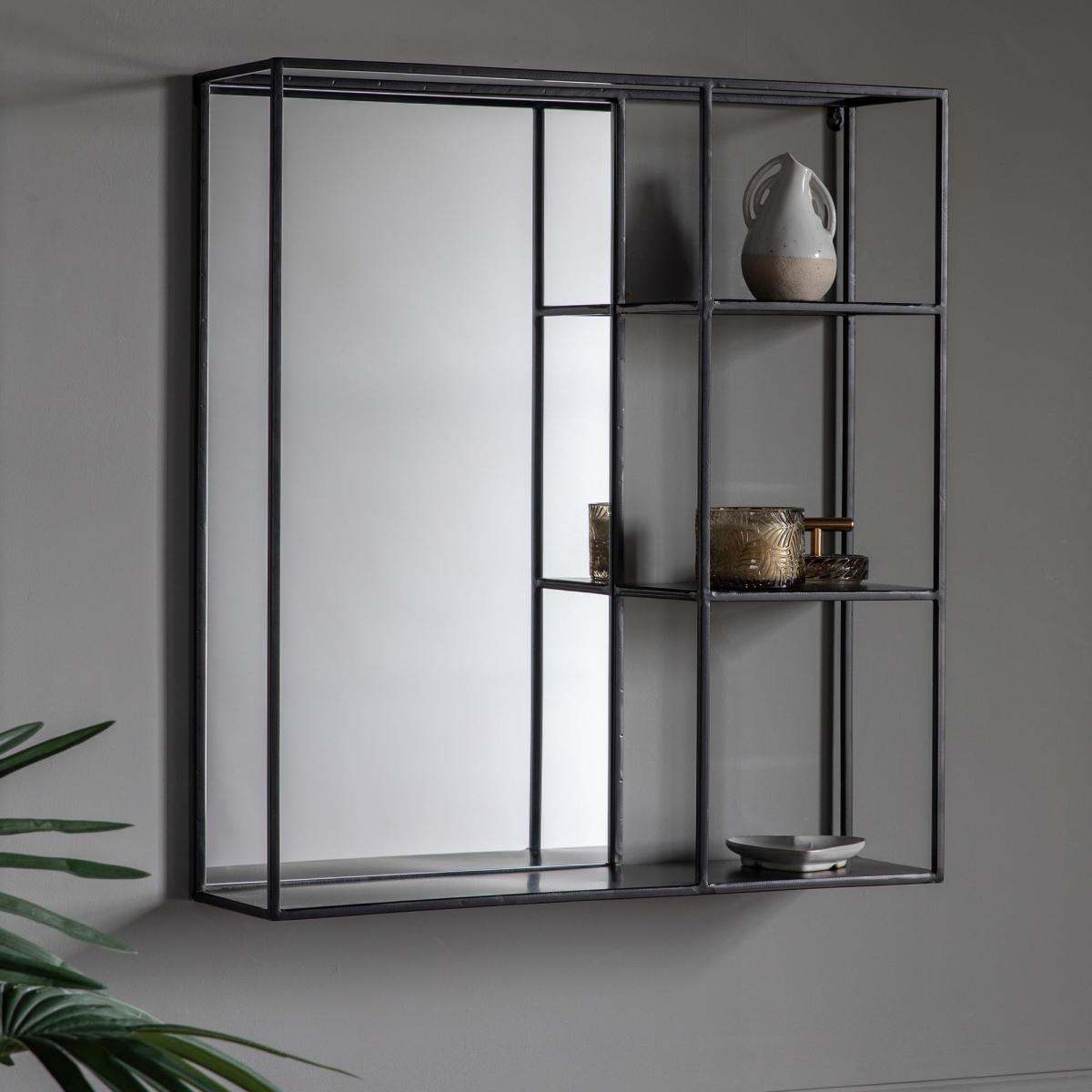 Neola Mirror Shelf 60 x 65cm Black – image 1