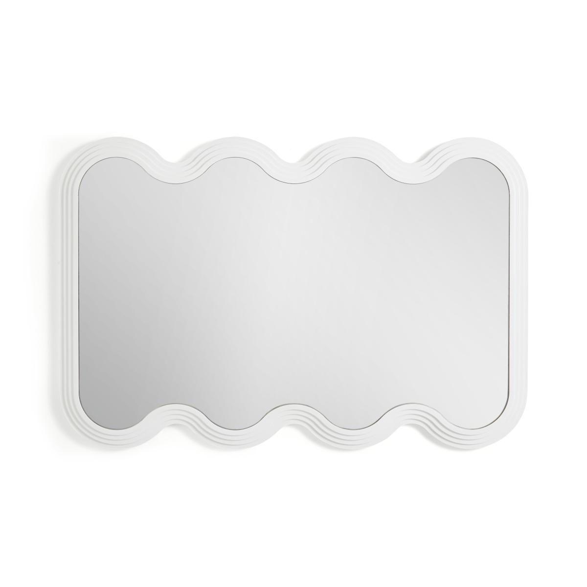 Ribbed Wavy Overmantel Wall Mirror White – image 4