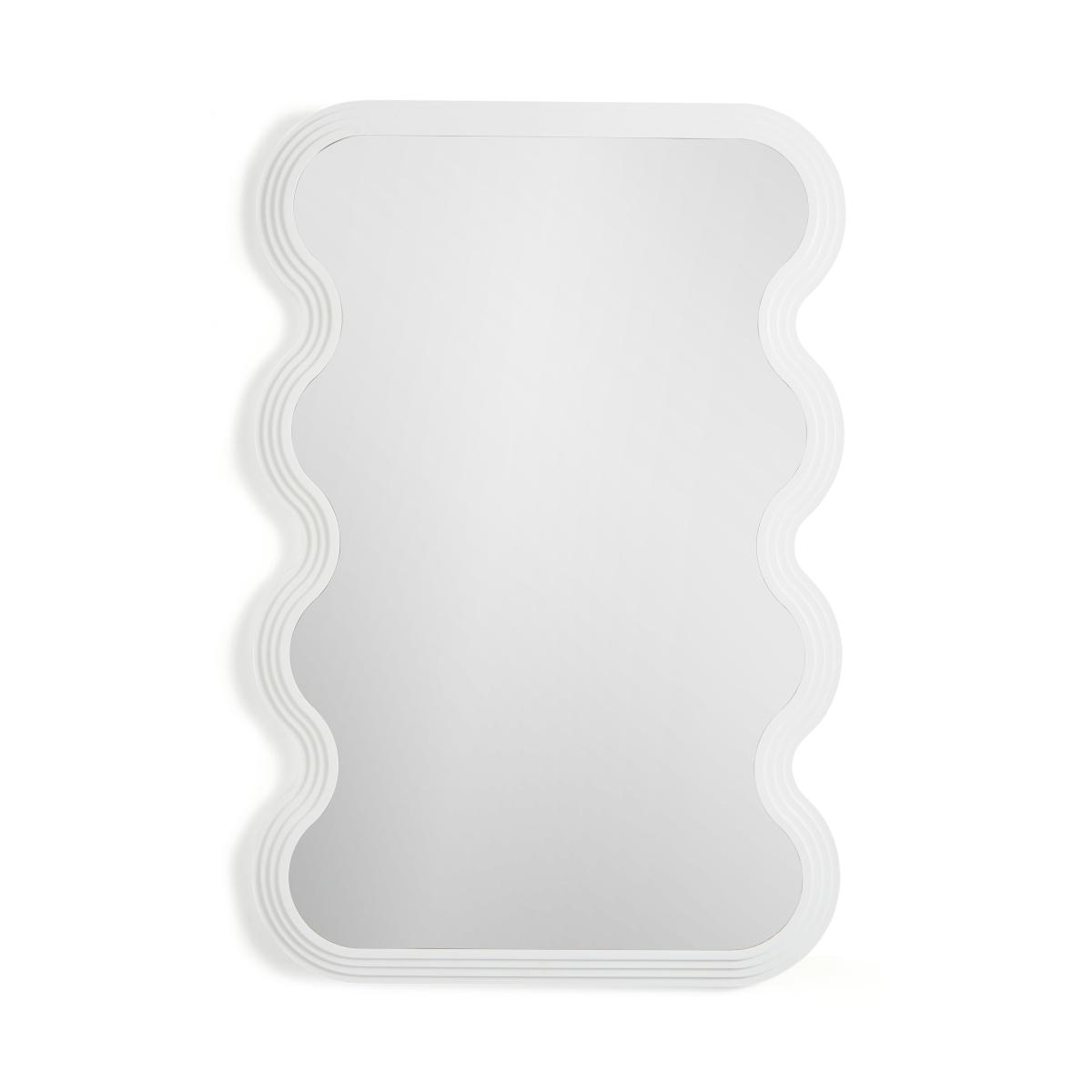 Ribbed Wavy Overmantel Wall Mirror White – image 5
