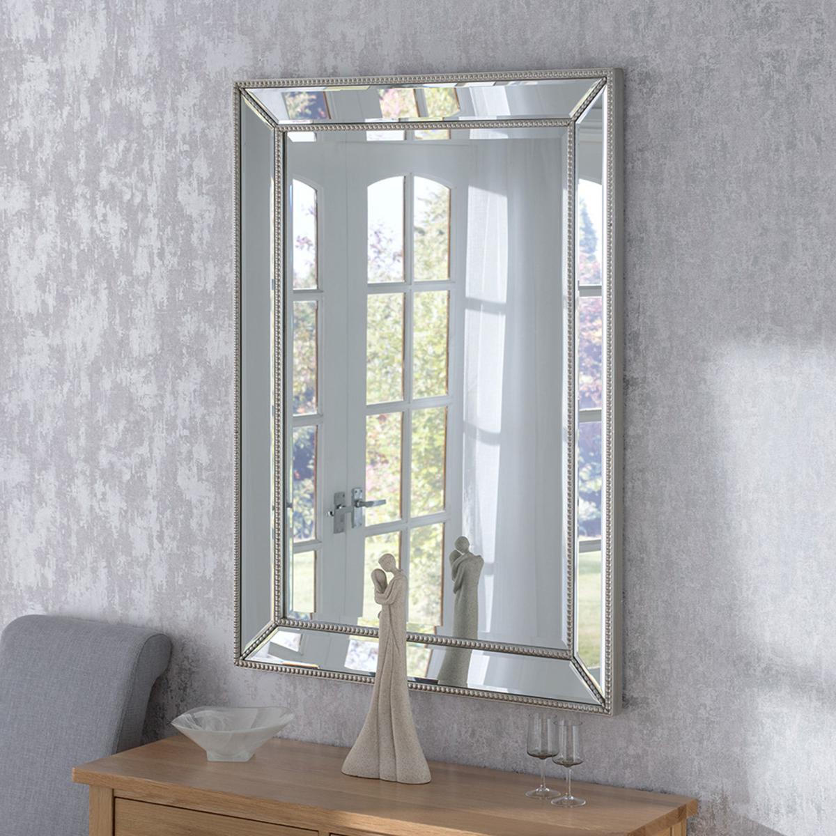 Silver Yearn Beaded Tray Mirror Silver