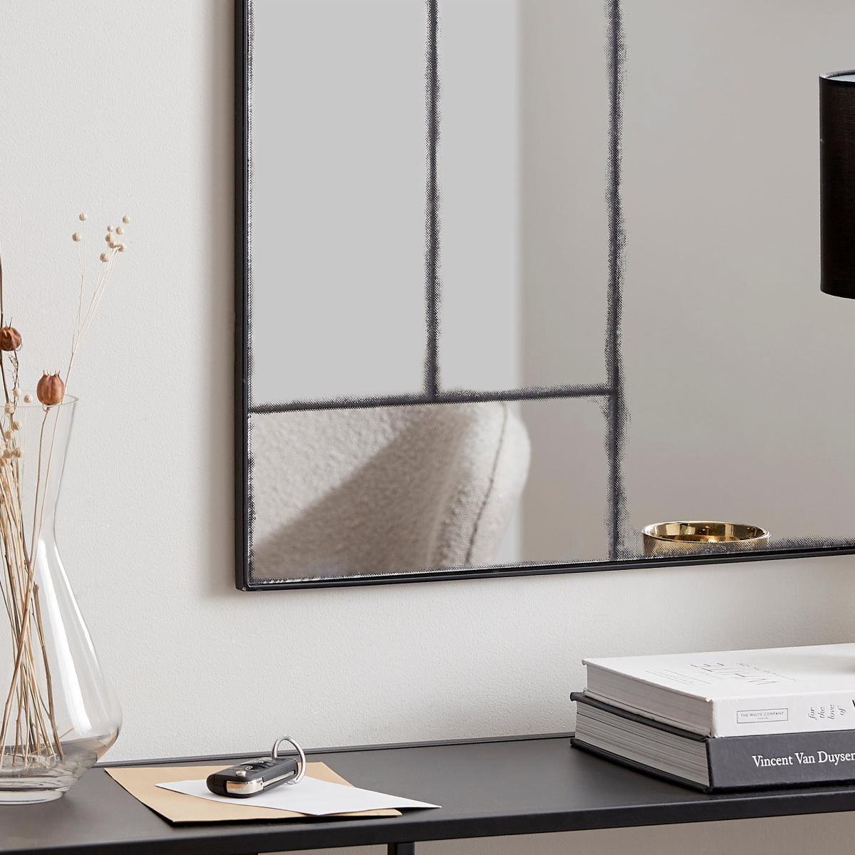 Distressed Window Mirror 90x60cm Black – image 2
