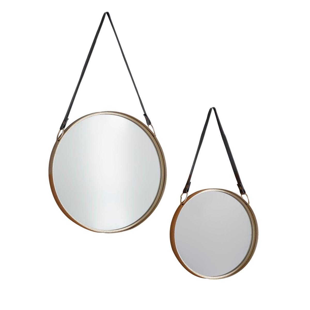 Set of 2 Marlo Round Mirrors Gold Effect – image 2
