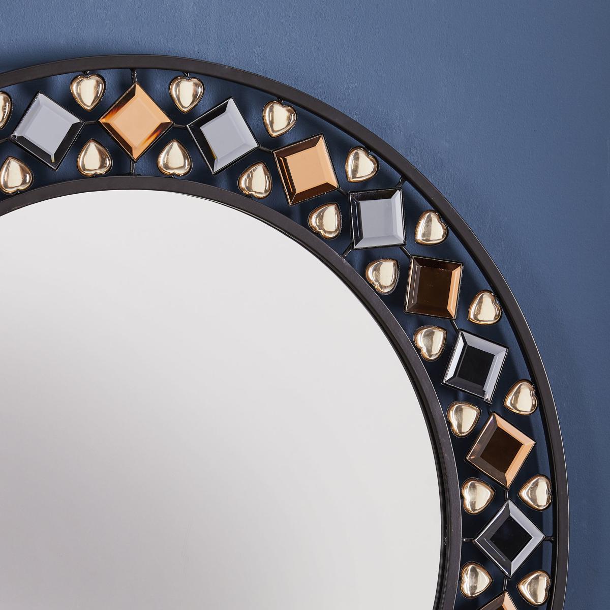 Global Gem Edge Wall Mirror 68cm Black Gold Effect – image 2
