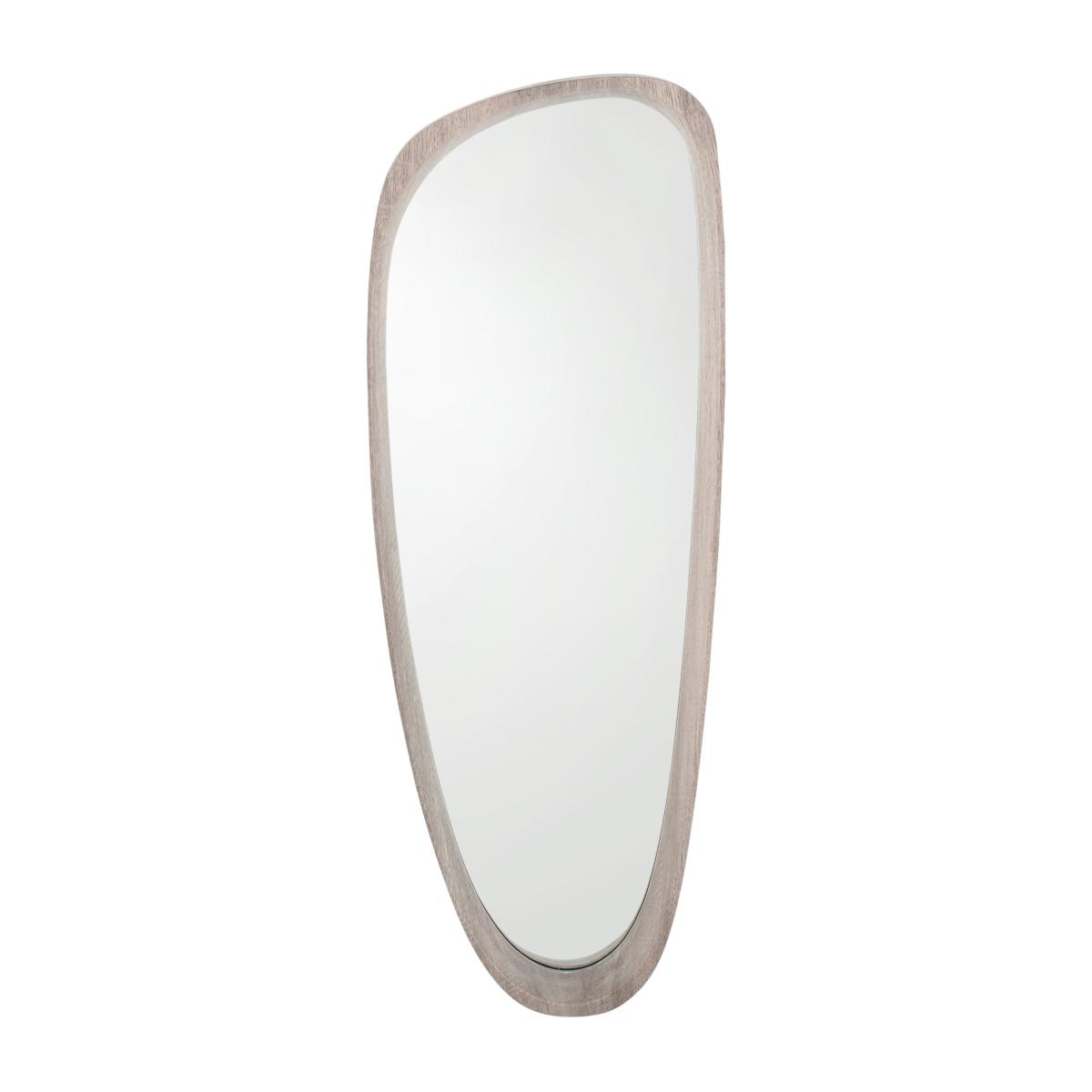 Wood Veneer Teardrop Wall Mirror, Grey Oak 34 x 90cm Grey – image 2