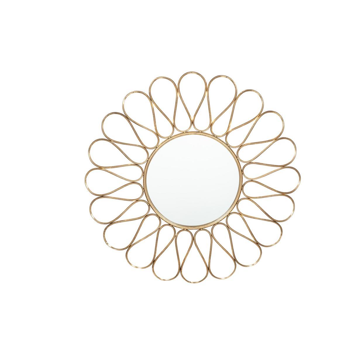 Coen Antique Gold Metal Petal Design Round Wall Mirror – image 2