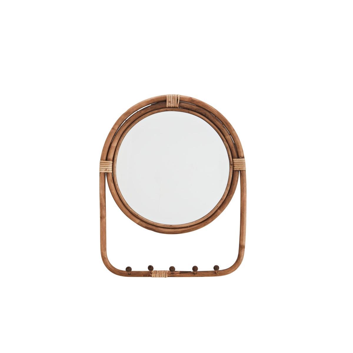 Rattan Mirror with Hooks – image 2